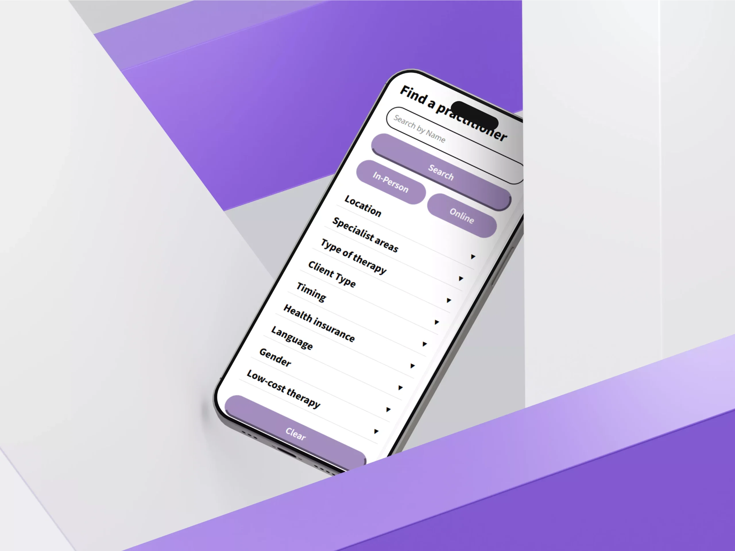 Mobile optimized therapist filter tool